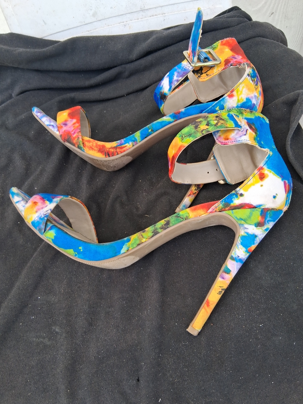 Abstract Multicolor Tie-Dye Stiletto Heels - Women